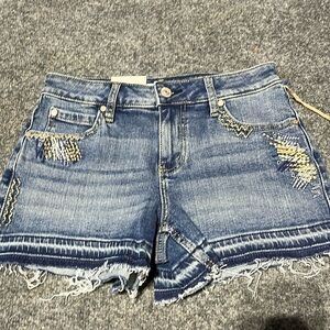 Shyanne Blue Jean Shorts with Gold Accents